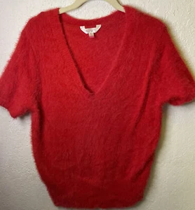 No Boundaries Pullover Plush Clingy Sweater  Red 3X Short Sleeve Lightweight - Picture 1 of 8