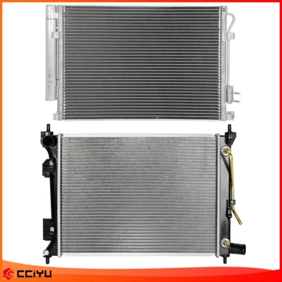 Assembly Aluminum Radiator & AC Condenser For 12-17 Hyundai Accent 12-17 Kia Rio Foto 1 de 4