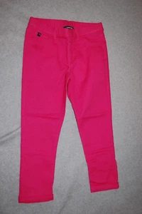 Girls Pants PINK DENIM CROPPED JEGGINGS Elast Waist CUFFED LEG Stretchy M 7-8 - Picture 1 of 2