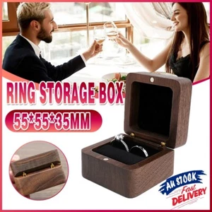 Ring Storage Box Wooden Box Jewelry Display Proposal Engagement Wedding Ceremony - Picture 1 of 12