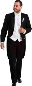 Elegante Traje Esmoquin Abrigo Negro Para Hombre Formal Noche Perfecto para Boda - Imagen 1 de 8