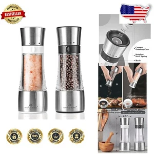 Customizable Seasoning with Adjustable Coarseness Salt & Pepper Grinder Set - Picture 1 of 10