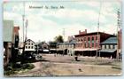 SACO, Maine ME ~ Street Scene MONUMENT SQUARE 1908 York County Postcard