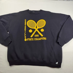 Vintage 90s Tennis Crewneck Sweatshirt High School Champions Black Discus XL - Bild 1 von 11