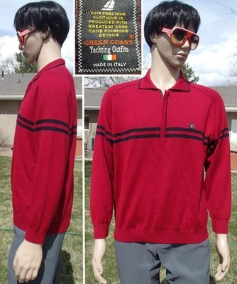 italian designer GREEN COAST yachting sweater merino wool sailing pullover men S - Image 1 of 4