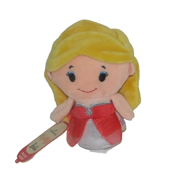 Hallmark Itty Bittys Holiday Barbie 2015 vestido plateado/rojo pelo amarillo felpa 4,5" Foto 1 de 2