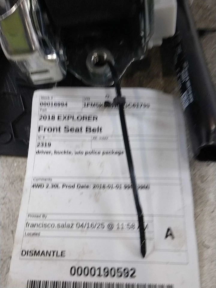 Seat Belt Front Driver Buckle Without Police Package Fits 16-19 EXPLORER 434713 - Image 1 of 3