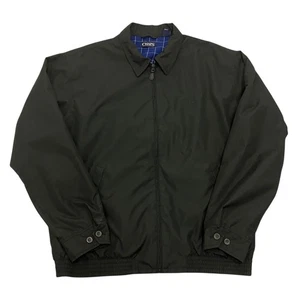 Chaps Harrington Jacket Black Mens L Flannel Lined Full Zip - Picture 1 of 10