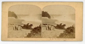 Victorian Stereoview Early USA 1800s The American and Horse-Shoe Falls Niagara - Picture 1 of 2