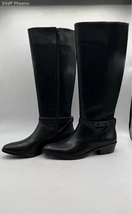 Coach Womens Black Leather Round Toe Knee High Side Zip Riding Boots Size 9B - Picture 1 of 9