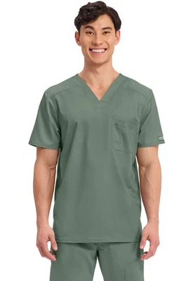 Cherokee Workwear Scrubs Men V Neck Scrub Top WW690 OLV Olive Free Shipping - Image 1 of 4