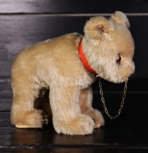 Antiguo peluche de paja oso de baile con cadena nasal / juguete antiguo Teddy #D - Imagen 1 de 5