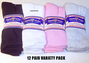 12 Pairs Womens Physicians Choice VENTILATED Diabetic Crew Socks VARIETY US Made - Picture 1 of 8