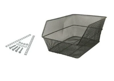 CESTINO POSTERIORE RETTANGOLARE BICICLETTA CESTO BICI FERRO NERO 38x29x18 cm