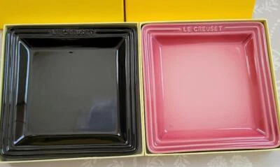 Le Creuset Oriental Square Plate M 21cm Set of 2 Rose Quartz Black Stoneware - Image 1 of 4