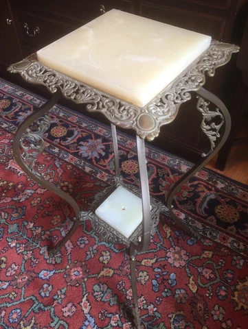 Ornate Victorian Metal and Onyx Plant Stand or Pedestal or Table #1 Cover