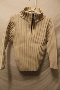 GAP Brand Boy's Beige Ribbed 100% Cotton 1/2 Zip Sweater Top Size XS 4 - Picture 1 of 4