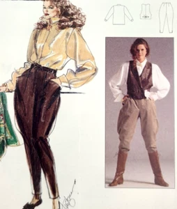 RARE Vtg UC Burda 5297 Sew Pattern Jodhpurs Riding Pants Shirt Blouse Vest 8-16 - Picture 1 of 5