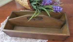 Utensil Box 12x5x4 Old Fashioned Cutlery Holder Vintage Reproduction - Picture 1 of 2