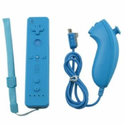 Télécommande Wiimote + Nunchuck pour Nintendo Wii et Wii U - Bleu