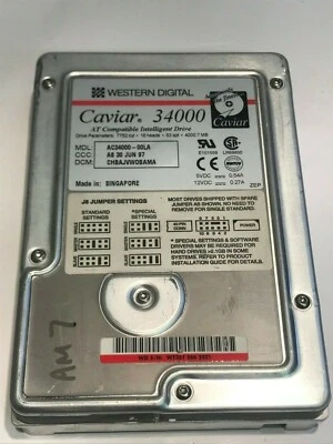 WESTERN DIGITAL CAVIAR 34000 4GB IDE HARD DRIVE AC3400-00LA CHBAJVWOBAMA  aa5fa1 - Image 1 of 2