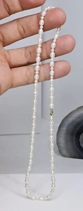 14K Yellow Gold Clasp Pearl Necklace Size 18" - Picture 1 of 5