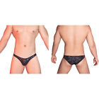 Men Underpants Nightclub Lingerie Wetlook Briefs PU Leather Underwear 3D Print
