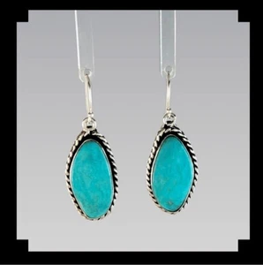 Orecchini artigianali in sterling e turchese Kingman - Foto 1 di 5