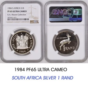 1984 South Africa SILVER 1 RAND  NGC PF65 ULTRA CAMEO PROOF  R1 - Picture 1 of 3