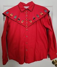 Westbound Shirt Women Medium Red Western Embroidered Native Vintage Concho