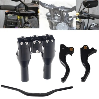 Handlebar Riser+ Handlebar+Brake Clutch Levers For Harley Dyna Softail Sportster - Image 1 of 4