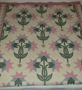 Vintage Pink Floral Quilt 40 X 80" - Picture 1 of 8