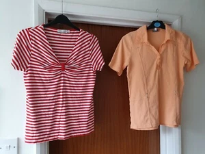 Womens Signature Experience - size S Small - 2 tops - red white stripes & collar - Picture 1 of 4