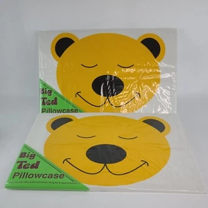 Menge 2 Vintage Kinder Kissenbezüge Big Ted Bear Made in Britain Teddybär Gesicht - Bild 1 von 6