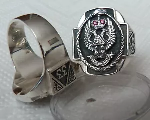 Masonic Scottish Rite 33rd Degree Ring SILVER - Picture 1 of 3