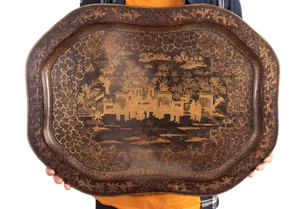 Ein antikes , großes rechteckiges Export - Lack /- Tablett. China 19. Jh. Qing - Bild 1 von 8