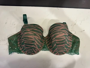 THRIDLOVE zebra print lace Demi green tan bra 42C Glitter - Picture 1 of 6