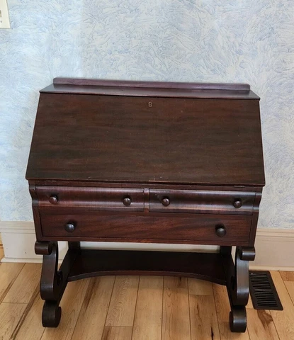 Mahogany Empire Style Drop Lid Desk Cover