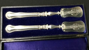 Pair of French Antique Sterling Silver Serving Spoons – Boxed - Picture 1 of 14