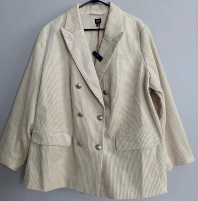 Rowing Blazers Women’s Corduroy Jacket 2XL Plus Double Breasted Ivory NWT - Image 1 of 4