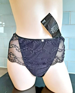 Mey Favourites Black JAZZ Stripe and Lace Microfibre High Rise Briefs 3XL - Picture 1 of 14