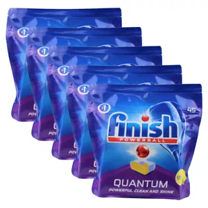 Finish 225 x Powerball Quantum Dishwashing Tablets Lemon Sparkle (5 x 45 Pack) - Picture 1 of 3