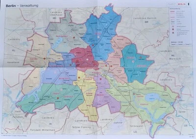 Stadtkarte Berlin 12 Bezirke 96 Stadtteile 434 Kieze plus Landkarte Deutschland - Bild 1 von 4