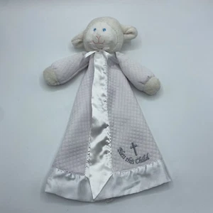 Mary Meyer Baby Lamb Bless this Child Plush Lovey Security Blanket Baptism White - Picture 1 of 6