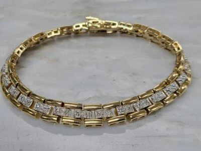 Ross Simons Gold Plated Sterling Silver Link Bracelet ~ 8" ~ 24.4g ~ 13-E1038 - Image 1 of 4