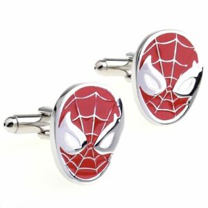 Spiderman Cufflinks Mens Business Office Shirt Cuff Link Party - In Gift Box UK