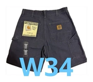 90s USA Made Dead Stock Carhartt Shorts Navy W34 L New Unused - Imagen 1 de 4
