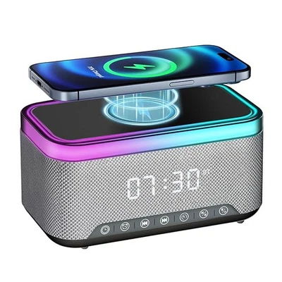 Radiowecker mit Ladefunktion Bluetooth QI Funktion USB Dual Alarm Tischlampe - Bild 1 von 4