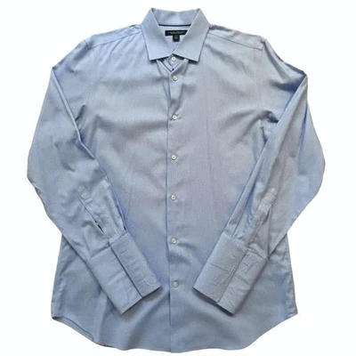 Banana Republic Men’s French Cuff Shirt Large 16-16 1/2 Blue Birds Eye Pattern - Image 1 of 4