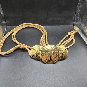Vintage goldfarbener Sand Dollar Gürtel Seil gekordelt ~ 55" Strand Maritim - Bild 1 von 8